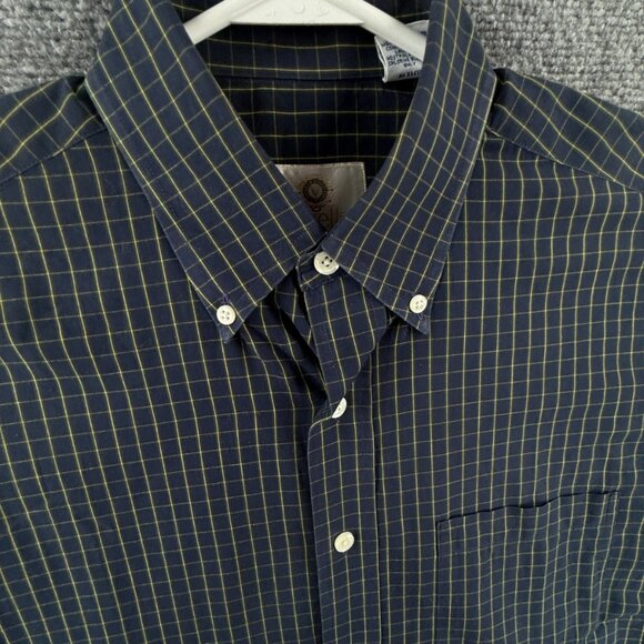 Viyella Green Blue Check Button Up Shirt Medium Cotton USA Made Long Sleeve - Picture 2 of 15